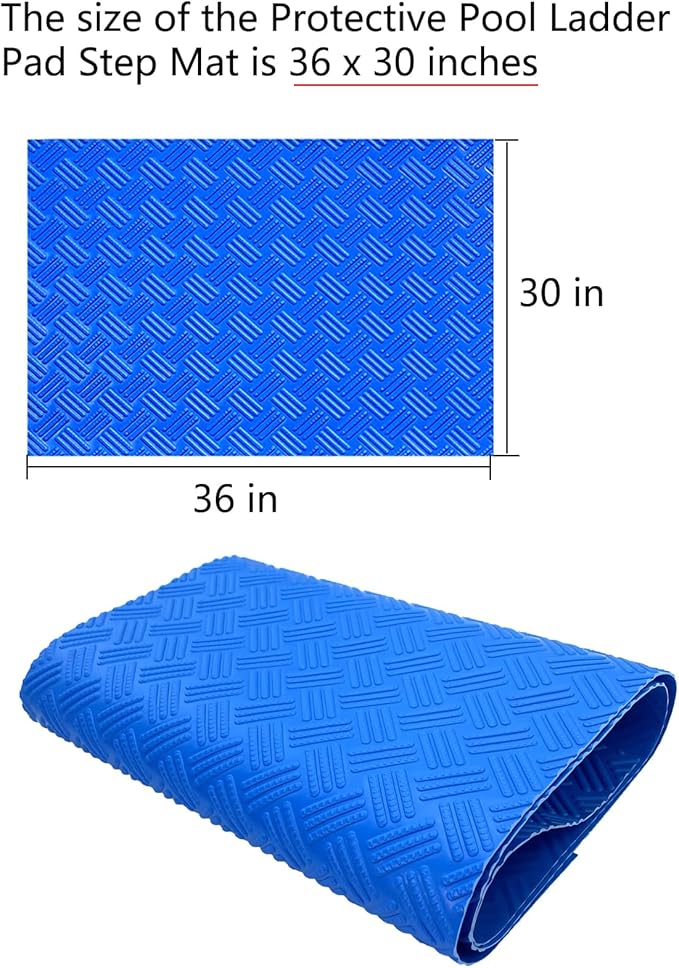SKARUMMER Swimming Pool Ladder Mat - Protective Pool Ladder Pad Step Mat with Non-Slip Texture, Blue Medium Pool Step Mat, Pool Liner Protection Mat (30 X 36 inch)