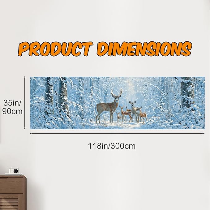 10x3 ft Extra Large Elk Merry Christmas Banner Outdoor 115''x35'' Merry Christmas Decorations for Fence Outside Banner for Garden Xmas Yard