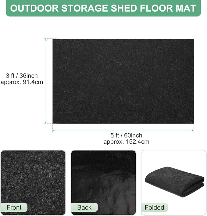 M METERXITY Outdoor Storage Shed Mat, 3x5 FT Waterproof Small Shed Flooring Mat for Patio Furniture Floor Protecting from Wear/Liquid/Dust/Oil, Non-Slip Carport Pad [Grey]