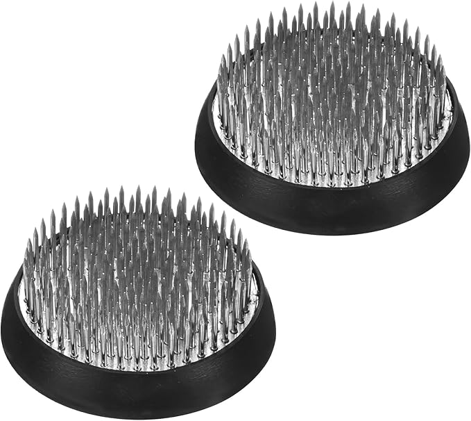 M METERXITY 2-Pack Flower Frog 2.36" Round Steel Floral Arranger Pins Ikebana Holder W Rubber Base for Flower Arrangements/Craft Plant/Home Decor, Floral Kenzan Fixed Tool [1.1cm Pins]