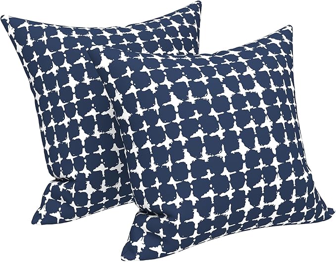 LVTXIII 2 Pack Outdoor Pillow Covers ONLY 18x18 Inch, Water-Repellent Square Decorative Cushion Covers for Patio Furniture, Garden, Sofa, Tie-dye Navy
