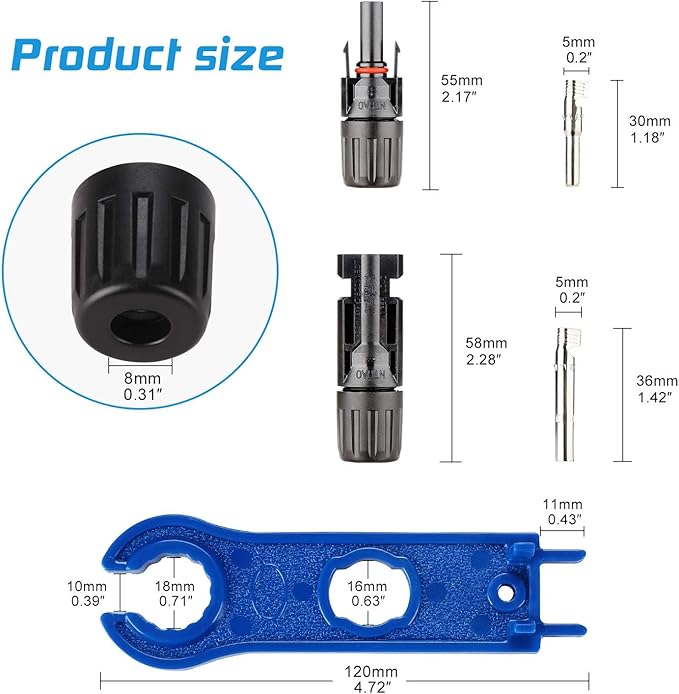 Solar Connectors - Male & Female IP67 Waterproof Connector (50 Pairs Male/Female)