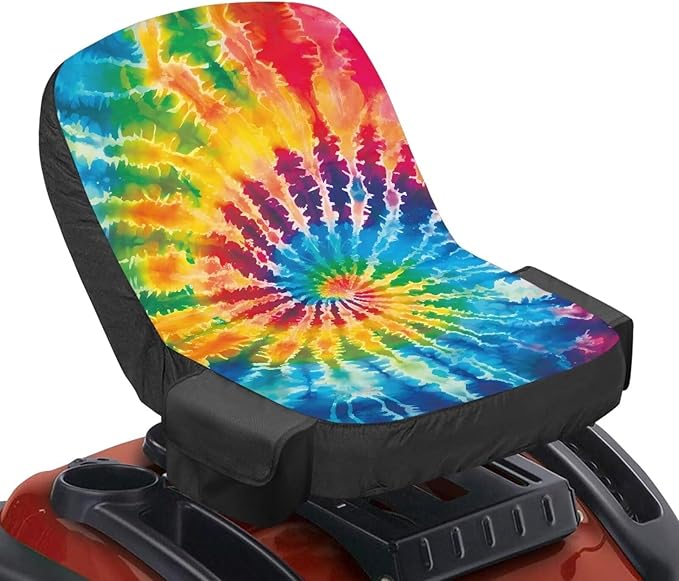 Tie Dye Riding Lawn Mower Seat Cover for Outdoor Easy to Install Seat Covers for Riding Lawn Mower Washable Agricultural and Industrial Vehicle Seats Covers Gift for Holiday