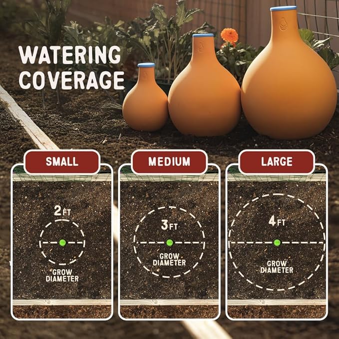 Growoya Garden OYA Small Watering Pot Plant Irrigation System Sustainable Traditional Olla Watering Smart Underground Watering Available for Garden Beds Raised Beds and Grow Bags