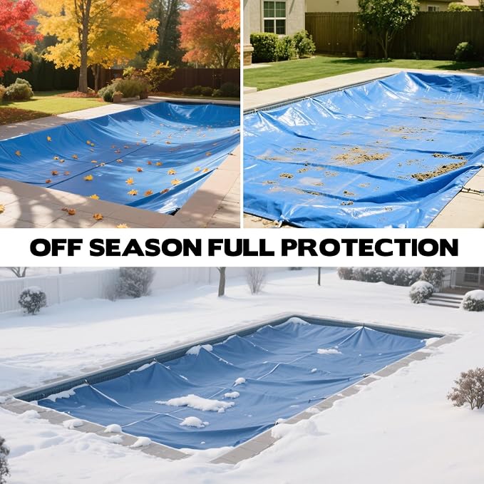 18 x 36 Ft Pool Leaf Net Cover- Thicken Rectangle Leaf Netting for Inground and Above Ground Swimming Pools Cover with Reinforced Gromments,Winter Above Ground Pool Screen Cover, Catching Leaves
