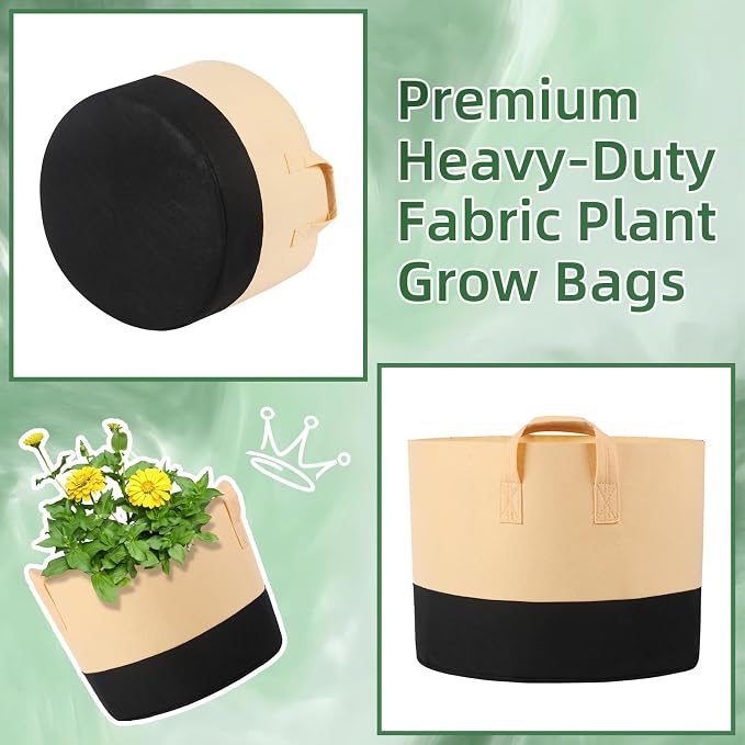 12 Pack 7 Gallon Grow Bags Colorful Fabric Plant Pots with Handles 7 Gal Garden Grow Bags Fabric Grow Pots Plant Growing Bags Vegetable Planting Bags for Garden and Outdoor (7 Gallon)