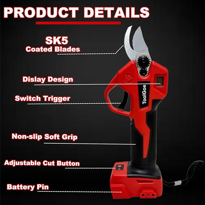 Electric Pruning Shears Compatible with Milwaukee 18v Battery,Portable Cordless Brushless Motor,M18 Pruning Shears Tools with LCD Display＆SK5 Blades for Gardening,Tree Trimming & Orchards(Tool Only)