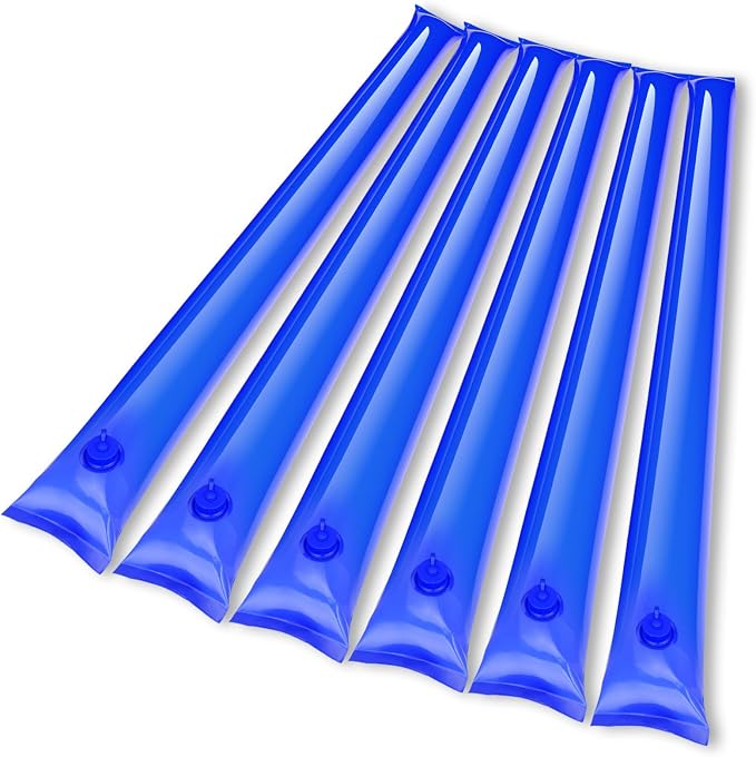 6 Pack 0.7mm Water Tubes for Pool Cover Heavy Duty Pool Water Bags, Blue Pool Cover Tubes for Winterizing Swimming Pool Cover Weights Inground Thick Three-Layer Composite Material