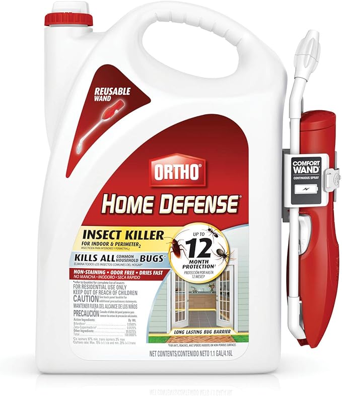 Ortho Home Defense Insect Killer for Indoor and Perimeter2 with Comfort Wand - Ready-To-Use Bug Spray, Kills Ants, Cockroaches & Spiders, 1.1 gal. (2-pack)
