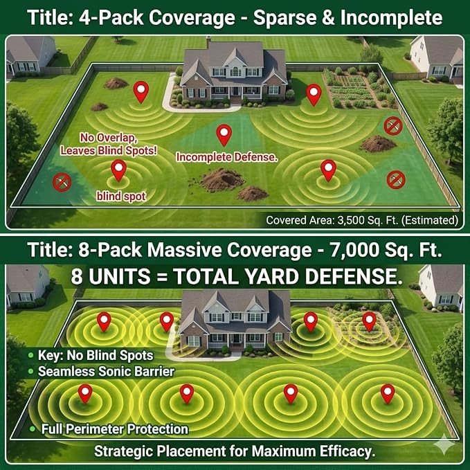 8Pack Solar Powered Mole Repellent for Lawns,IP65 Waterproof Sonic Gopher Repellent for Lawns,Ultrasonic Mole Deterrent Stakes,Get Rid for Groundhog,Woodchuck,Vole,Chipmunk for Yard Garden