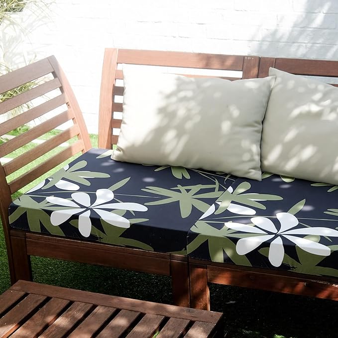 Yalikop 8 Pcs Outdoor Patio Cushion Covers 25 Inch Printed Bohemian Leaf Stretch Patio Couch Cushions Replacement Outdoor Furniture Cushion Cover Sofa Chair Seat Cover Washable Furniture Protector