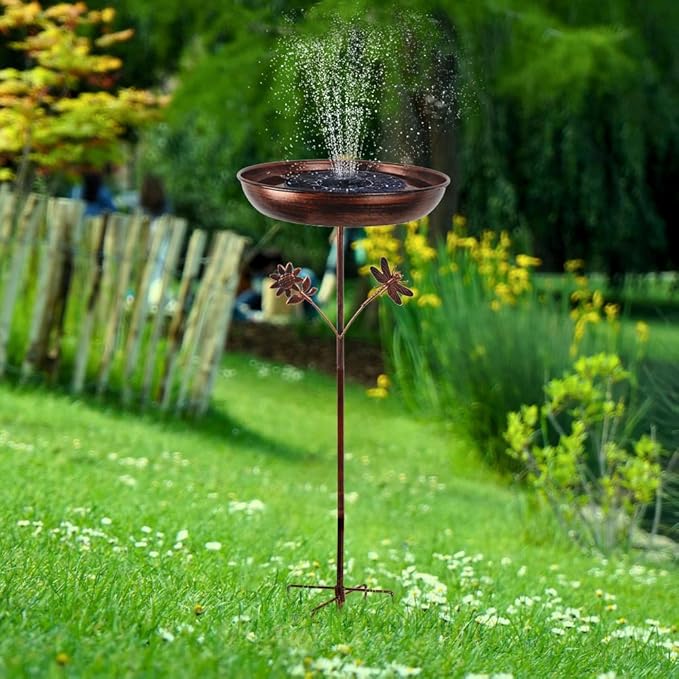 DREAMSOUL 34 Inch Height Bird Bath Stake, Vintage Bird Bath for Outside 13" Dia Birdbath for Garden Patio Decor