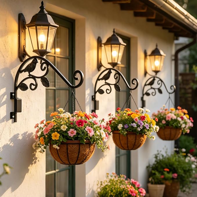 Plant Hangers Outdoor 15.15 inch Swivel Plant Wall Hanger, Sturdy Wrought Iron Hanging Plant Hooks, Hanging Plant Bracket Indoor&Outdoor for Bird Feeders, Planters, Lanterns, Wind Chime 1 Pack