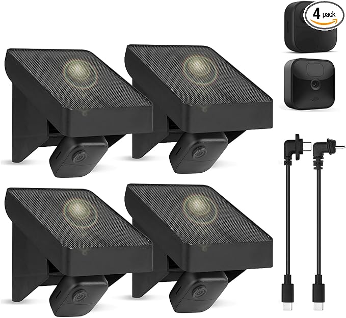 Solar Panel Charging Mount Compatible with Blink Outdoor 4(4th Gen)/Outdoor XT3/XT2/XT Camera, Blink Solar Panel with Internal Battery, IP67 Waterproof, 365 Days Solar Power, Adjustment Angle, 4 Pack