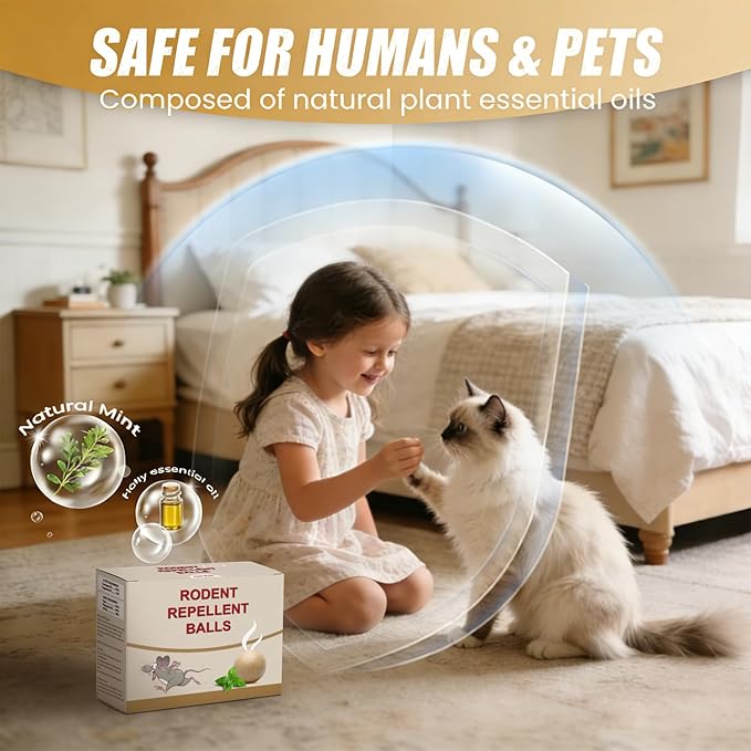 Mouse Rodent Repellent 36 Balls,Peppermint Lemon Oil Mice Repellent forMice Squirrel Rats Spider Pests, Natural Deterrent for Kitchen, Warehouse, Garage, Garden, Safe for Pets Family