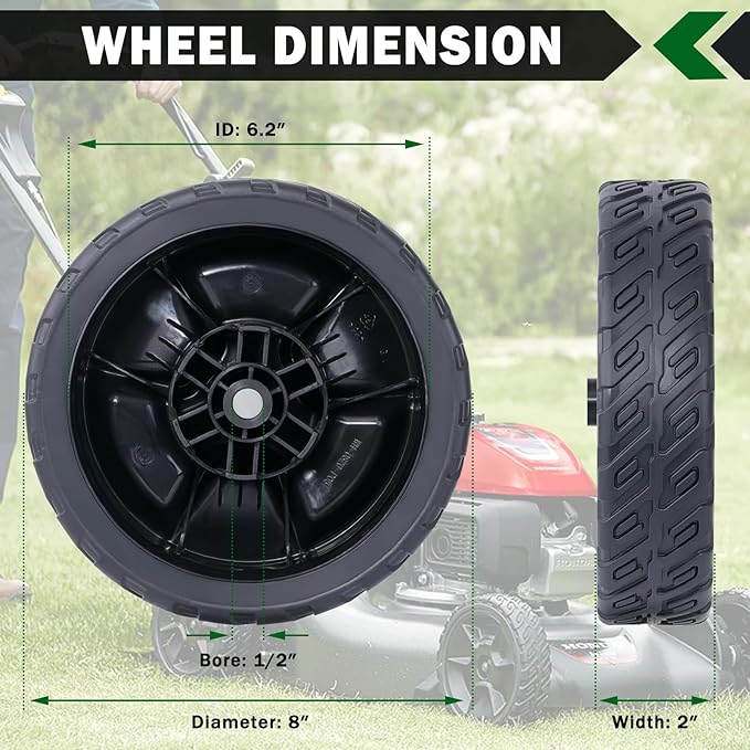 CheeMuii HRN216 Lawn Mower Front Drive Wheels Kit 2 Pcs Front Wheels Replace for 44710-VR8-N00ZA 8" Push Mower Wheel Compatible with Honda HRN216 Lawn Mower