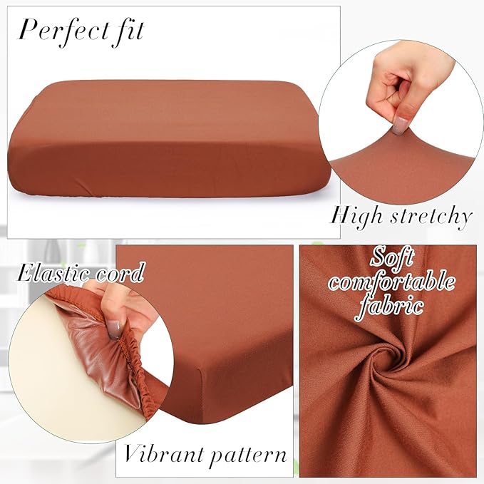 Newwiee 12 Pcs Patio Outdoor Cushion Covers Replacement Waterproof Stretch Sofa Couch Cushion Covers Washable Individual Couch Slipcovers Set Furniture Protector for Pets(20-27 Inch,Light Coffee)