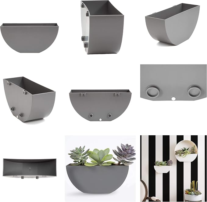 Bloem Bodye Half Moon Wall Mounted Hanging Planter 11" Charcoal Gray (BOD11908-HM)