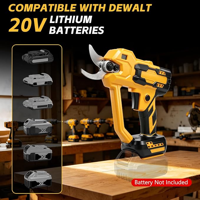 Cordless Pruning Shears for Dewalt 20V Battery, Brushless Pruner with 0.6"/1.2" Cutting Modes, LCD Display, Electric Pruning Shears for Gardening Tree Trimming (No Battery)
