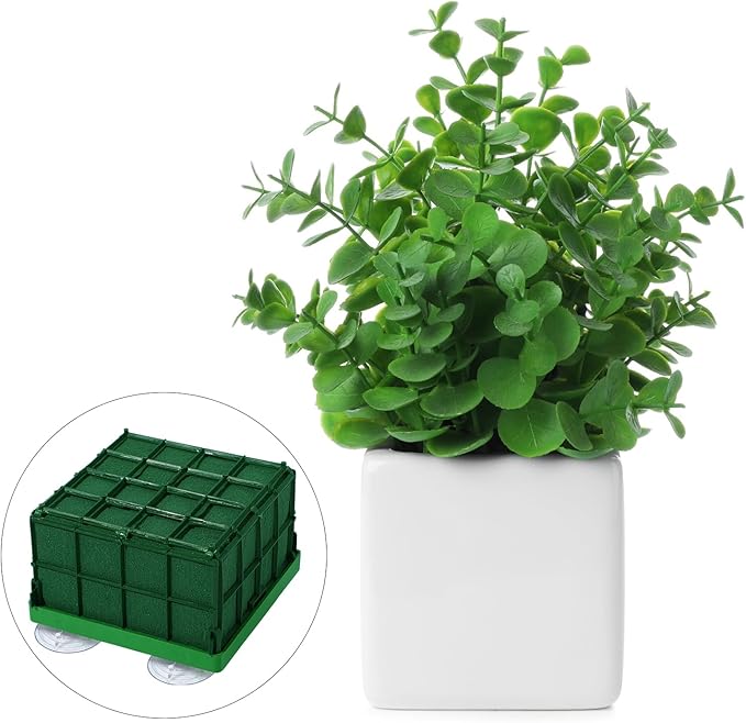 Boao 2 Pieces Floral Foam Cage Rectangle Flower Cage Holders with Floral Foam Flower Arrangement Supplies for Fresh Flowers Wedding Decorations 4.3 x 4.3 x 3.5 Inch