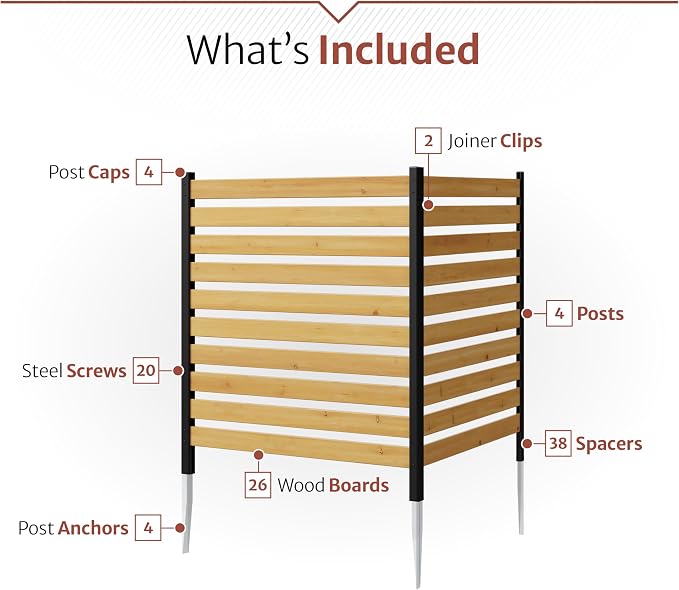 42in H x 38in W (2 Panels) No Dig Enclo Charleston Cedar Wood Privacy Screen, Ideal Outdoor Privacy Wall, Pool Equipment Enclosure, Trash Can Enclosures, Air Conditioner Fence, EC18009
