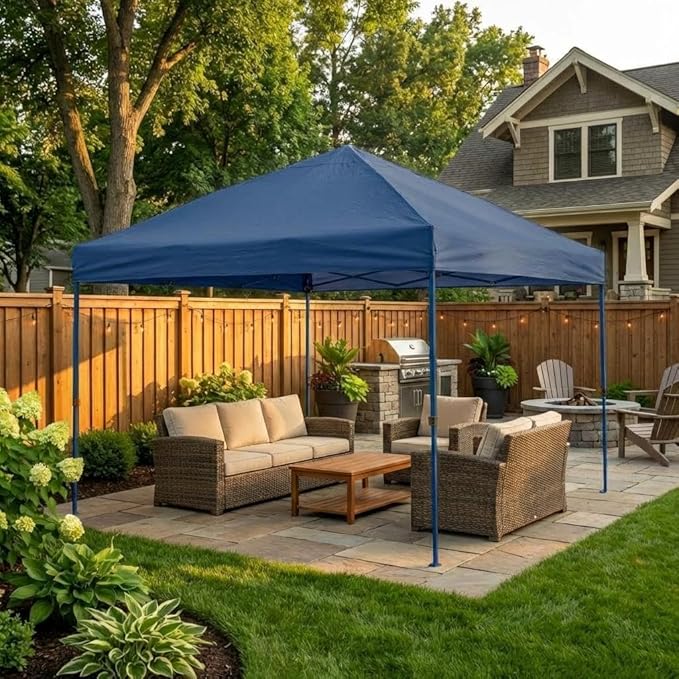 Instant Pop Up Tailgate Tent - Easy Setup & Adjustable Height, Heavy-Duty Steel Frame, Waterproof UV-Protected Oxford Canopy, for Party/Wedding/Backyard/Parking