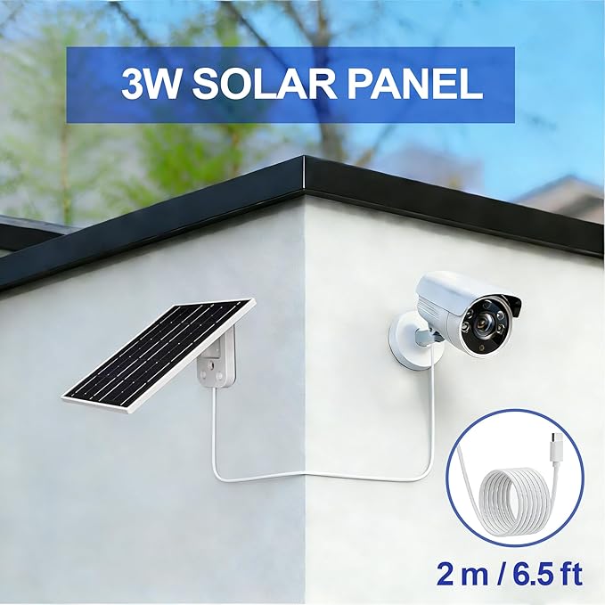 Eco-friendly 3W 5V Monocrystalline Solar Panel, Type-C Interface, IP66 Waterproof, 6.5-foot Cable, High Conversion Rate, Compatible with Various Electronic Devices