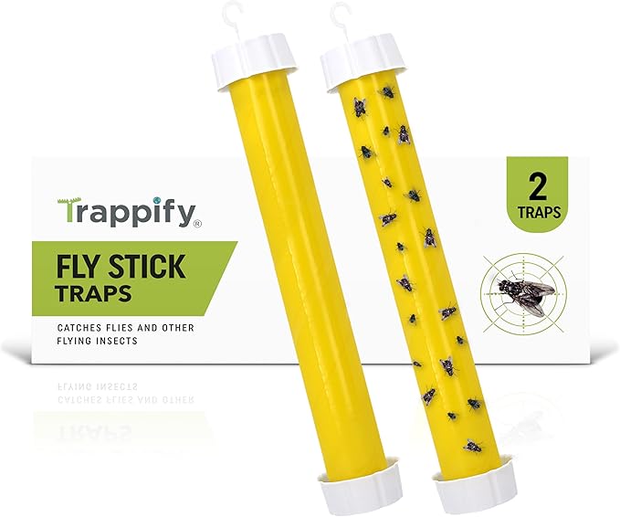 Trappify Hanging Fly Traps Outdoor: Fruit Flies and Flying Insect Trap for Indoor & Outdoor Use I Disposable Sticky Fly Trap Indoor House Pest Control (2 Pack)