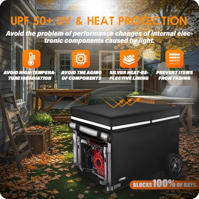Running Generator Cover, Outdoor Generator Covers, 38x28x27 inch, Top Can Be Opened, 100% Heavy Duty Waterproof Oxford Fabric. Suitable for most generators over 10,000 watts. Black