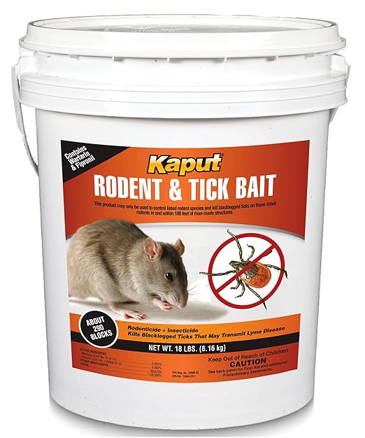 Kaput Rodent & Tick Bait Blocks, Powerful Warfarin & Fipronil Rat Bait Blocks for Rat Control and Their Blacklegged Ticks - Epa Approved Rodent Killer for Long-Lasting Protection (18 lbs)
