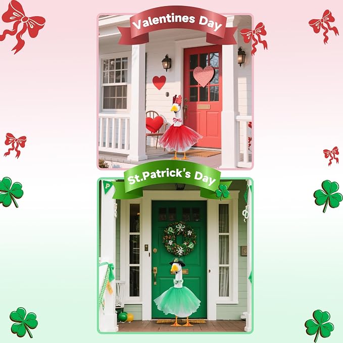 All Season Porch Goose Outfits Clothes Costume Clothing for Plastic Cement Goose Statue Patio Yard Outdoor Decor