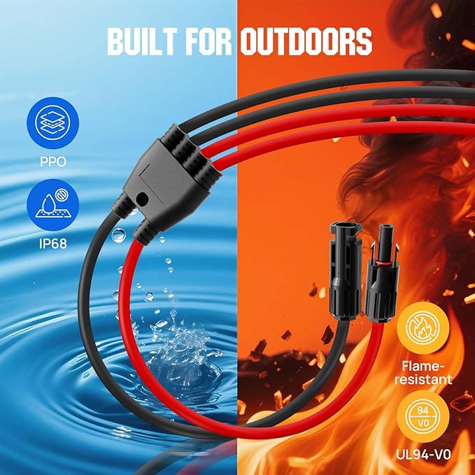 ECO-WORTHY Integrated Solar Connector 2-6 Y Branch Parallel PV Adapter Cable Wire Plug Tool Kit for Solar Panel(M/FFF+F/MMM)