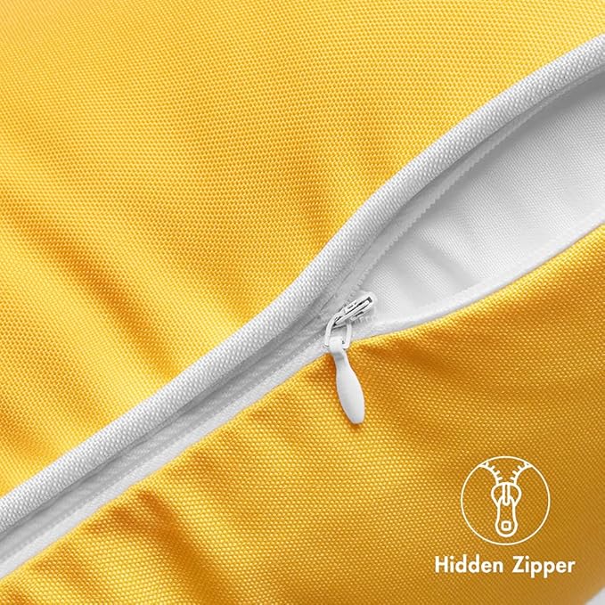 MIULEE Pack of 2 Outdoor Waterproof Pillow Covers Decorative Lumbar Spring Throw Pillows Solid Color Farmhouse Couch Cushion Covers for Patio Tent Bed Sofa Living Room 12x20 Inch Yellow