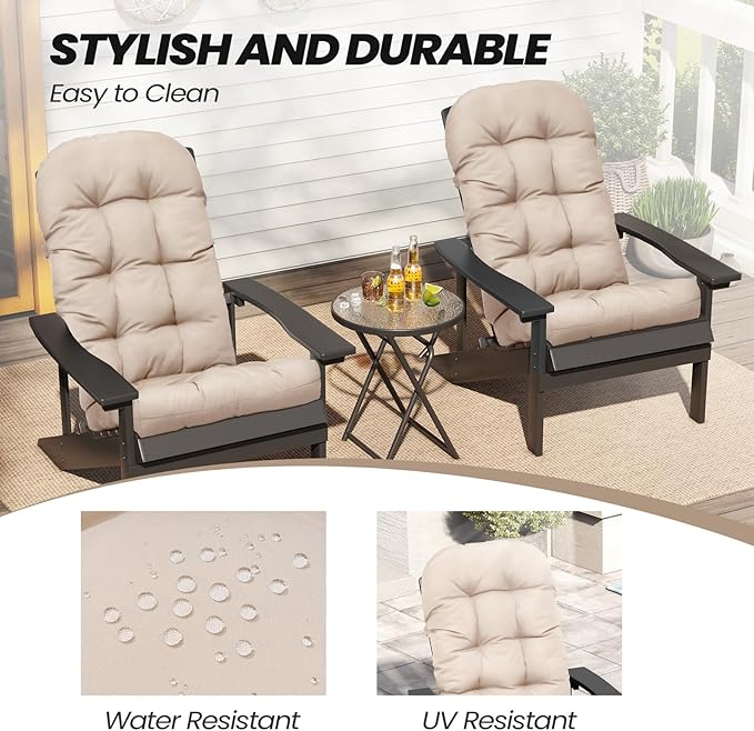 Crestlive Products Adirondack Chair Cushion, Outdoor Rocking Chair Cushion Water Resistant 50x20x4 Inch, High Back Thick Patio Replacement Cushion, Beige