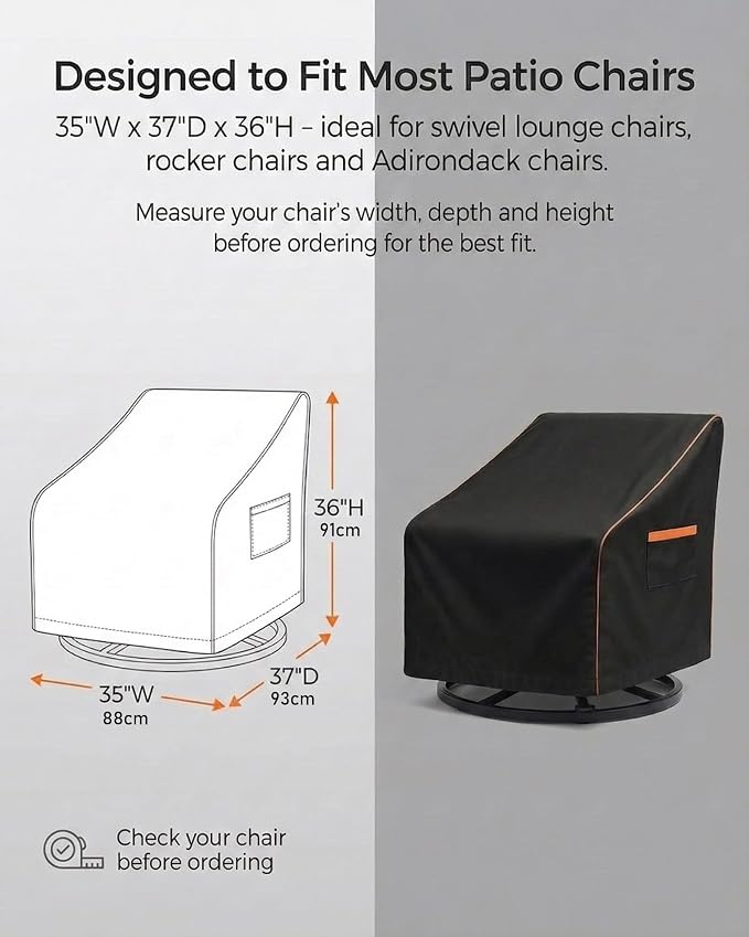 Outdoor Waterproof Patio Chair Covers, Heavy Duty Oxford Coating Weather Resistant Patio Furniture Covers 600D 35W x 37D x 36H inches 4-Pack, Black