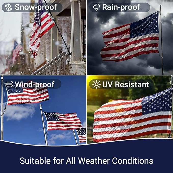 American Flag 2x3 FT for Outside, Long Lasting Heavy Duty Polyester USA Flags with Brass Grommets, Embroidered Stars, Sewn Stripes, US Flag Fray & Tear Resistant, Windproof, Weather Resistant