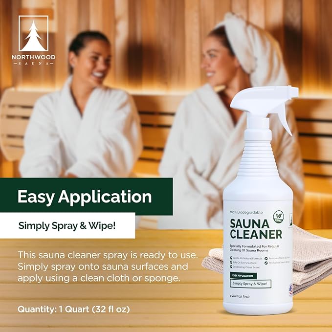 Northwood Sauna - Sauna Cleaner - Natural Wood Cleaner & Deodorizer - Ready-to-Use Spray - 1 Quart (32 Fl Oz)