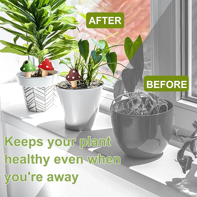 8 Pcs Plant Self Watering Spikes Mushroom Watering Globes Planter Insert Terracotta Plant Watering Devices Automatic Self Water Stakes Garden Waterer for Indoor Outdoor