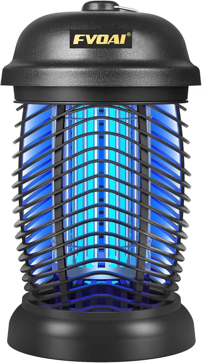 FVOAI Bug Zapper Outdoor, Mosquito Zapper, Fly Zapper, Insect Zapper Electric Fly Traps for 1/2 Acre, Indoor Outdoor Use with 3 Prong Plug-in,4200V, ABS Plastic Outer, Black