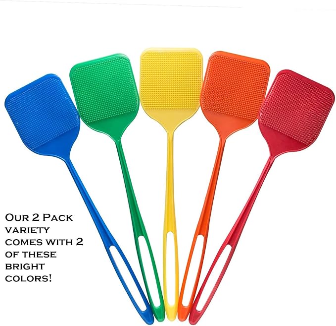 Fly Swatters | Picks UP The Bug w/ 904 Spikes | Now in an Assorted Color 2 Pack | Patented & Made in The USA | Insects, Bugs and Fly Killer