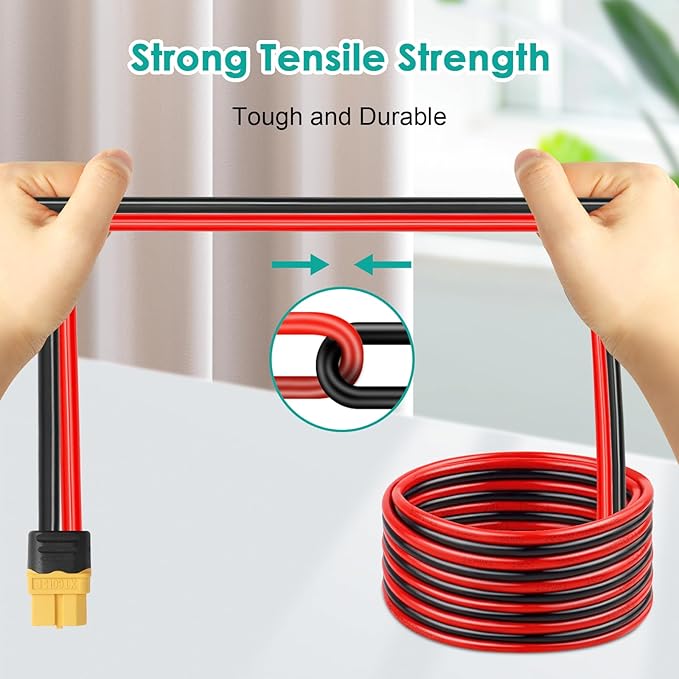 MOOKEERF 10AWG SAE to XT60 Connector Extension Cable 25FT, XT60 Female to SAE Cable With Polarity Reverse Adapter for Portable Power Station Solar Panel Generator