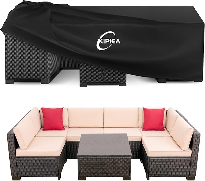 Kipiea Patio Furniture Covers Waterproof Winter, Heavy-Duty 420D Outdoor Patio Furniture Set Covers, No Tears Anti UV No Fading (79" L x 79" W x36" H)