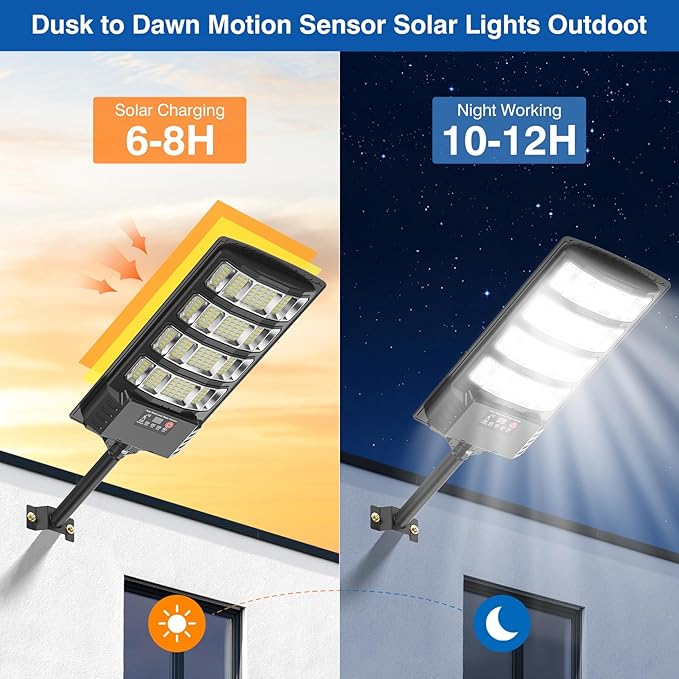 Solar Street Lights Outdoor Waterproof ,28000LM 6500K 320° Angle Flood light,5730 LED Solar Parking Light with Motion Sensor and Remote Control for Outdoor, Streets, Courtyards,Parking Garages,-4Pack