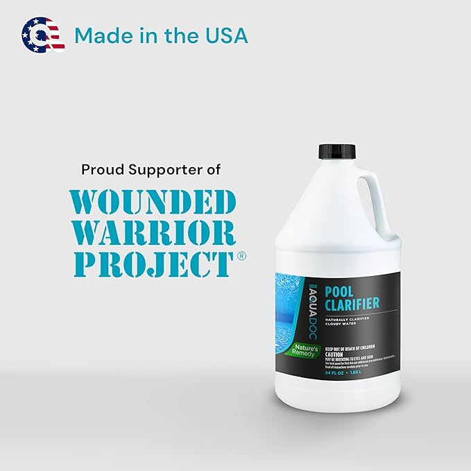 AquaDoc Natural Pool Water Clarifier - 64oz - Helps Clear Cloudy Pool Water for Inground & Above Ground Pools