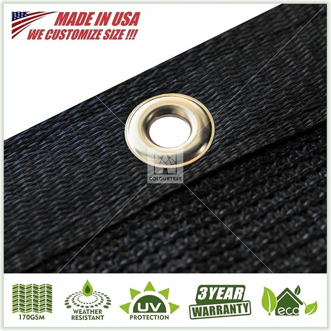 ColourTree Customized Size 6' x 38' Black Fence Screen Privacy Screen - Commercial Grade 170 GSM - Heavy Duty - 3 Years Warranty - Cable Zip Ties Included