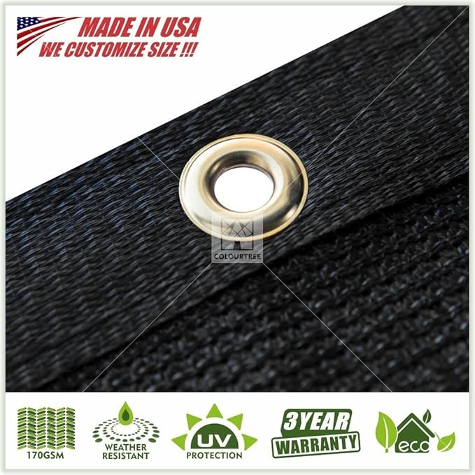 ColourTree Customized Size 6' x 26' Black Fence Screen Privacy Screen - Commercial Grade 170 GSM - Heavy Duty - 3 Years Warranty - Cable Zip Ties Included