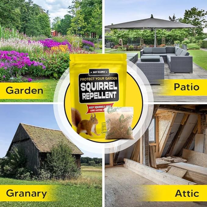 Squirrel Repellent Outdoor, Chipmunk Repellent Outdoor, Keep Squirrels Out of Potted Plants, Squirrels Repellant for Garden, Each Bag Works Up to 60 Days, Safe for People, Pets, and Plants - 8P