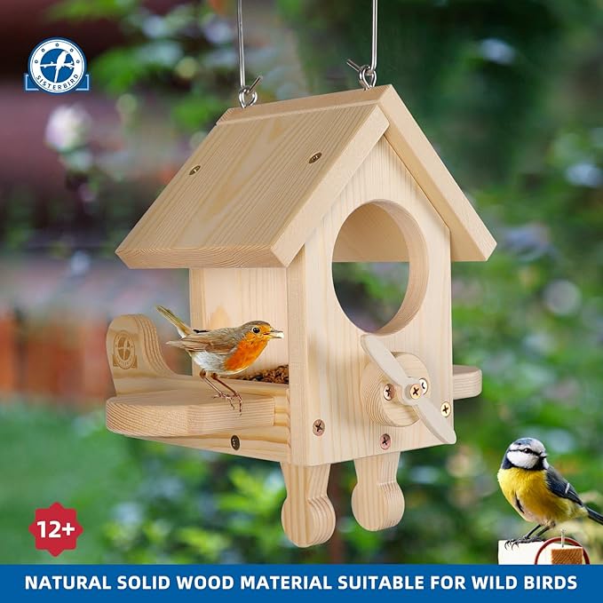 SISTERBIRD Premium Wooden Bird Feeder Kit, Build it Yourself Bird Feeders for Outdoors, Hanging Bird Feeder Kits for Adults to Build, Woodworking Adult Crafts & DIY Kits
