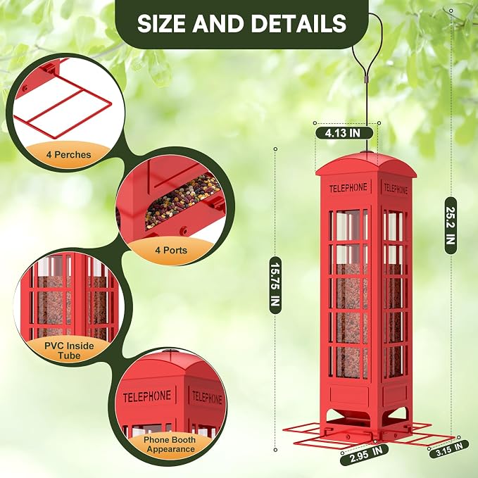 Metal Squirrel Proof Bird Feeder Blue + Metal Squirrel Proof Bird Feeder Red