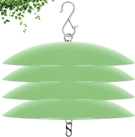 13" Bird Feeder Rain Guard, Hummingbird Feeder Shade Dome Cover, Hanging Baffle for Bird Feeder Pole,Smart Birds Feeder's Umbrella(Light Green), 4 Pack